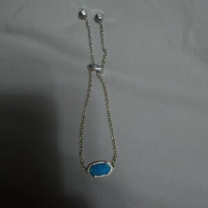 Kendra Scott Silver-tone Necklace with Bright Blue Oval Druzy